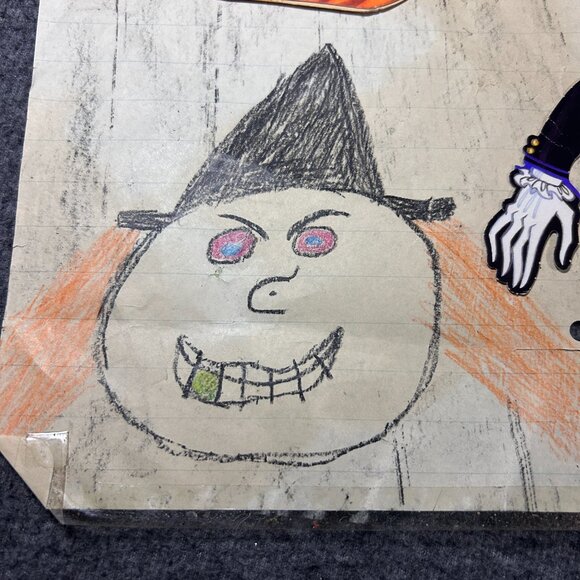 Halloween Ephemera Lot Cards Felt Cat Die Cut Children's Art 6 Items Dracula Bat - Picture 2 of 16